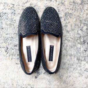 STEVEN Steve Madden Black Rhinestone Loafers 6